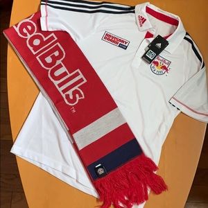 Adidas NY Redbulls polo + scarf